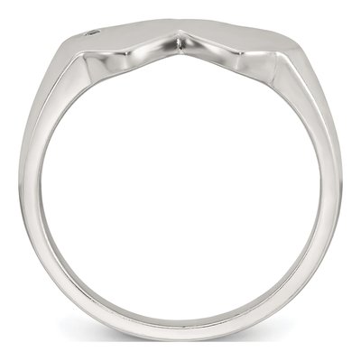 Sterling Silver CZ Double Heart Signet Ring – view 3