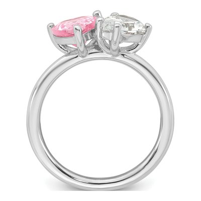 Sterling Silver CZ Heart Ring – view 3