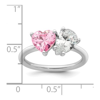 Sterling Silver CZ Heart Ring – view 6