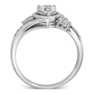 Sterling Silver CZ Fancy Center Heart Ring – view 3