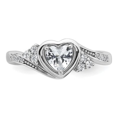 Sterling Silver CZ Fancy Center Heart Ring – view 5