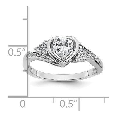 Sterling Silver CZ Fancy Center Heart Ring – view 6