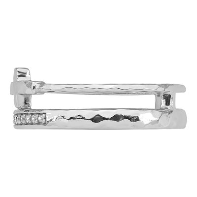 Sterling Silver CZ Hammered Cross Ring – view 4
