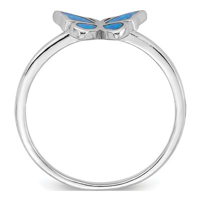 Sterling Silver Lab-Created Opal Butterfly Ring – view 3