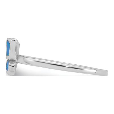 Sterling Silver Lab-Created Opal Butterfly Ring – view 4