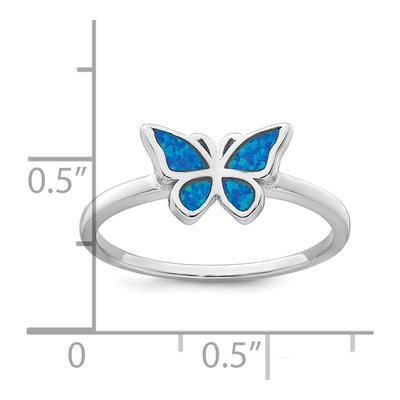 Sterling Silver Lab-Created Opal Butterfly Ring – view 6