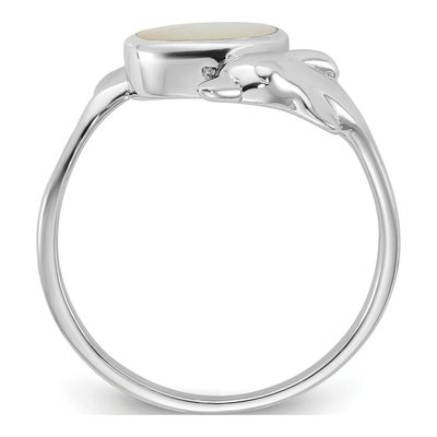 Sterling Silver Mother of Pearl Dolphin Ring – view 2