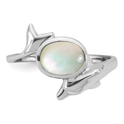 Sterling Silver Mother of Pearl Dolphin Ring – view 4