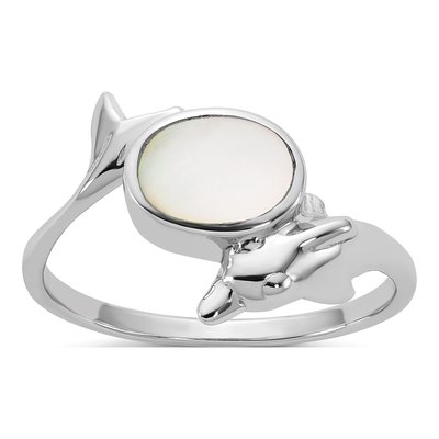 Sterling Silver Mother of Pearl Dolphin Ring