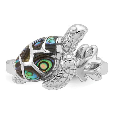 Sterling Silver Abalone Sea Turtle Ring – view 4