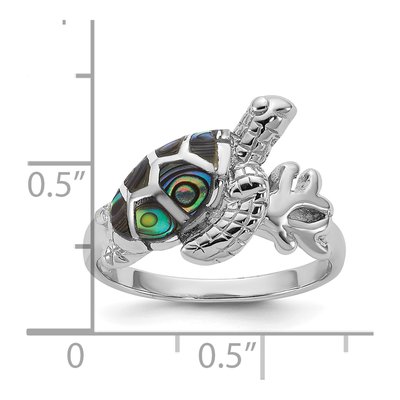 Sterling Silver Abalone Sea Turtle Ring – view 5