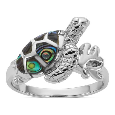 Sterling Silver Abalone Sea Turtle Ring