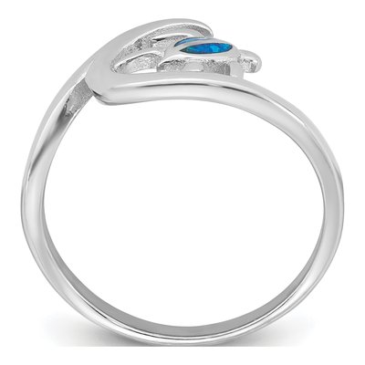 Sterling Silver Lab-Created Opal Turtle Ring – view 3