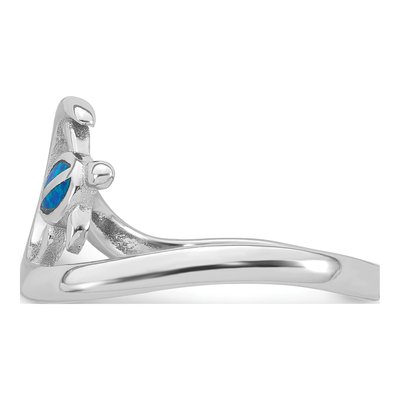 Sterling Silver Lab-Created Opal Turtle Ring – view 4