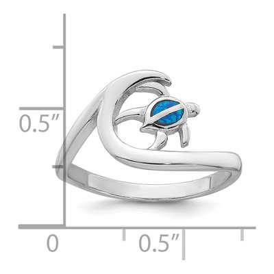 Sterling Silver Lab-Created Opal Turtle Ring – view 6