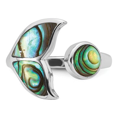 Sterling Silver Abalone Whale Tail Ring – view 4