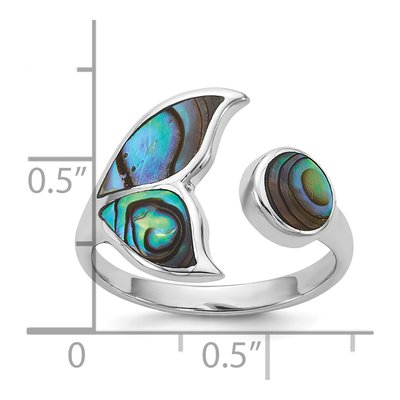 Sterling Silver Abalone Whale Tail Ring – view 5