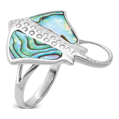 Sterling Silver Abalone Stingray Ring – view 5