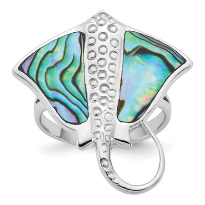 Sterling Silver Abalone Stingray Ring
