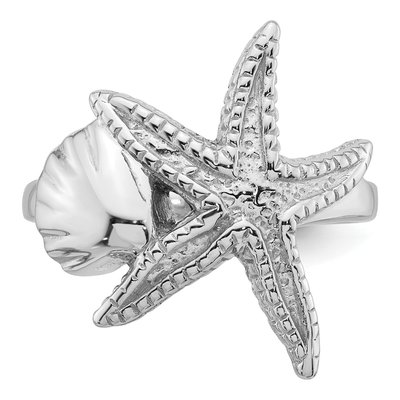 Sterling Silver Sea Shell Starfish Ring – view 5