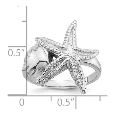 Sterling Silver Sea Shell Starfish Ring – view 6