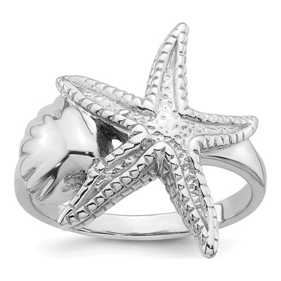 Sterling Silver Sea Shell Starfish Ring