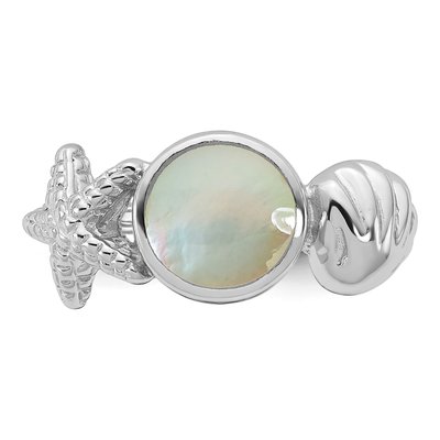 Sterling Silver Mother of Pearl Starfish Ring – view 4