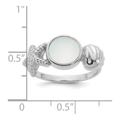 Sterling Silver Mother of Pearl Starfish Ring – view 5