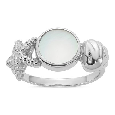 Sterling Silver Mother of Pearl Starfish Ring