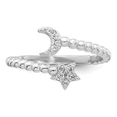 Sterling Silver CZ Moon Star Ring – view 5