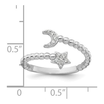 Sterling Silver CZ Moon Star Ring – view 6