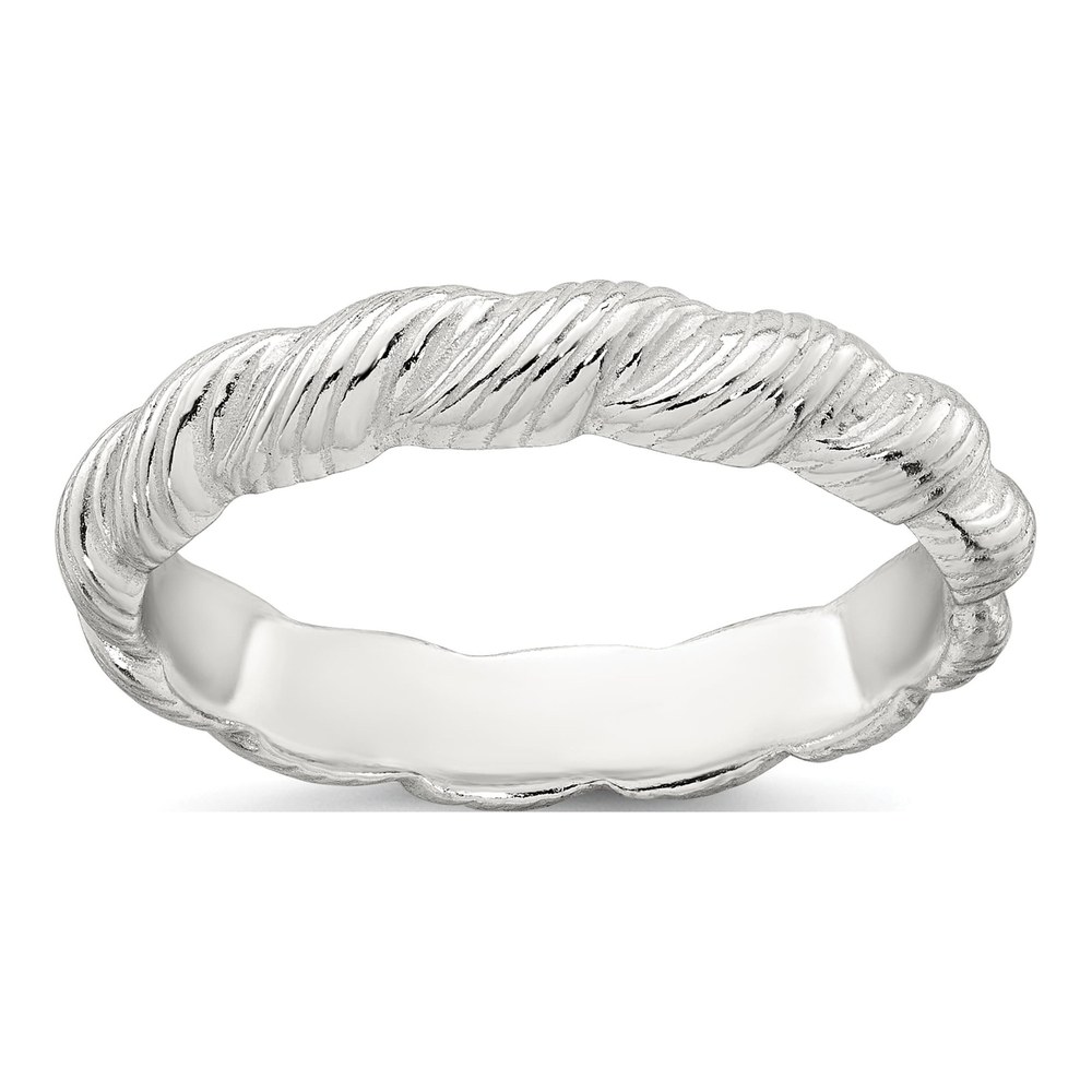 Sterling Silver Polished And Grooved Twisted Band Size 6 Ring