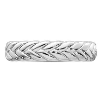Sterling Silver 4.8mm Domed Chevron Band – view 4
