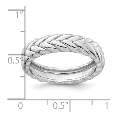 Sterling Silver 4.8mm Domed Chevron Band – view 5