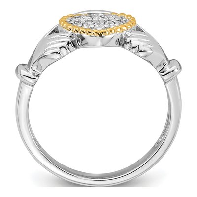 Sterling Silver & 14K Gold CZ Claddagh Ring – view 3