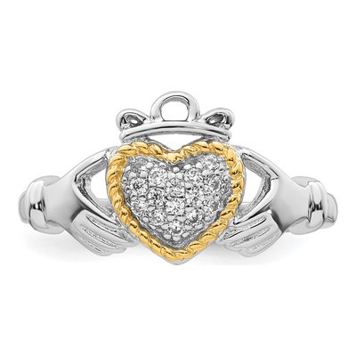 Sterling Silver & 14K Gold CZ Ring – view 5