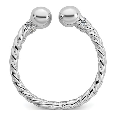 Sterling Silver CZ Twisted Ball Ring – view 3