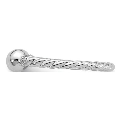 Sterling Silver CZ Twisted Ball Ring – view 4