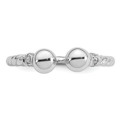 Sterling Silver CZ Twisted Ball Ring – view 5