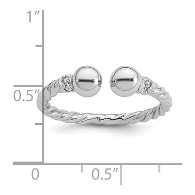Sterling Silver CZ Twisted Ball Ring – view 6