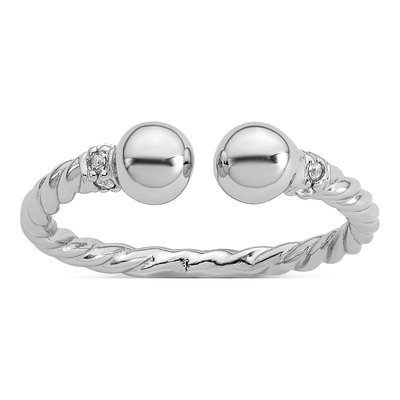 Sterling Silver CZ Twisted Ball Ring