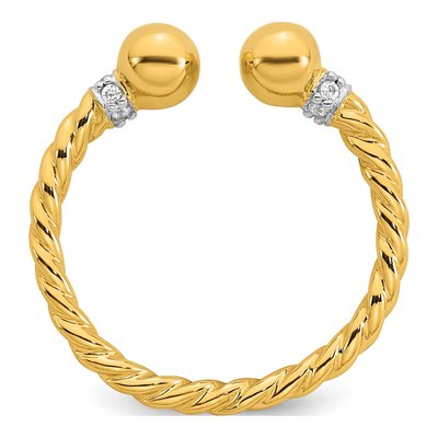 Gold-Plated Sterling Silver CZ Twisted Ball Ring – view 3