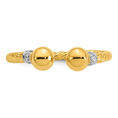Gold-Plated Sterling Silver CZ Twisted Ball Ring – view 5