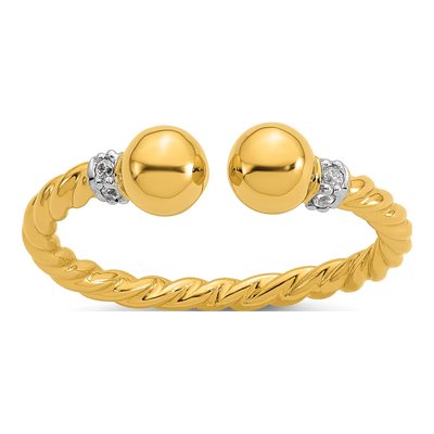 Gold-Plated Sterling Silver CZ Twisted Ball Ring