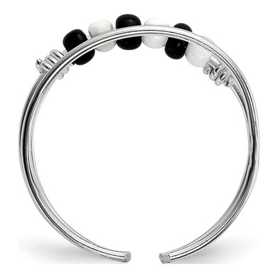 Sterling Silver Black Beaded Toe Ring – view 3