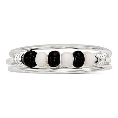 Sterling Silver Black Beaded Toe Ring – view 5