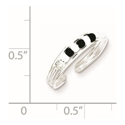 Sterling Silver Black Beaded Toe Ring – view 6