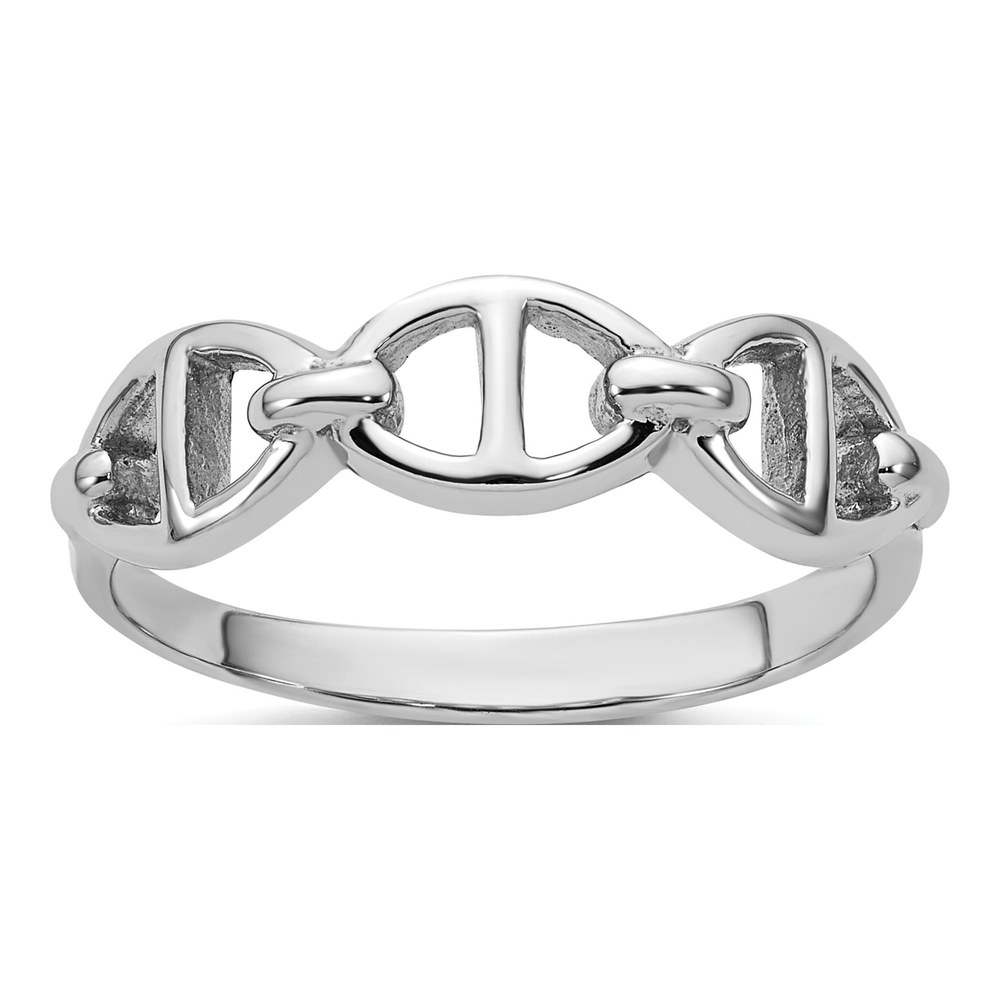 Sterling Silver Rhodium-Plated Polished Mariner Link Size 6 Ring