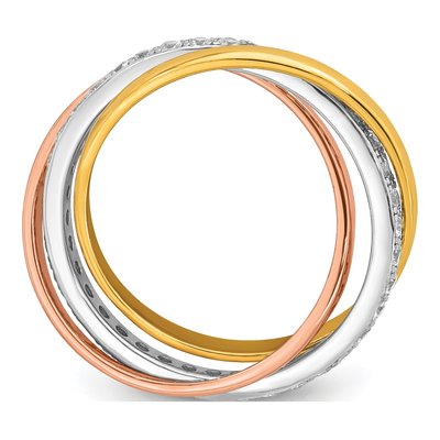 Sterling Silver CZ Tri-Tone Intertwined Ring – view 3