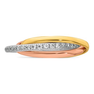 Sterling Silver CZ Tri-Tone Intertwined Ring – view 4